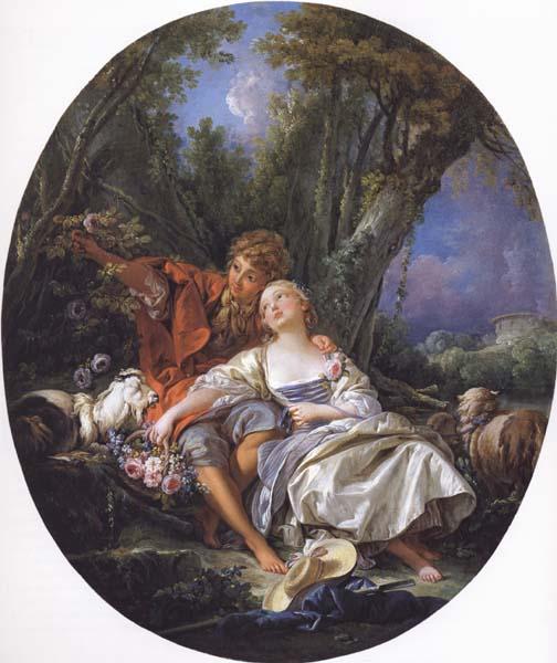 Francois Boucher Shepherd and Shepherdess oil painting image